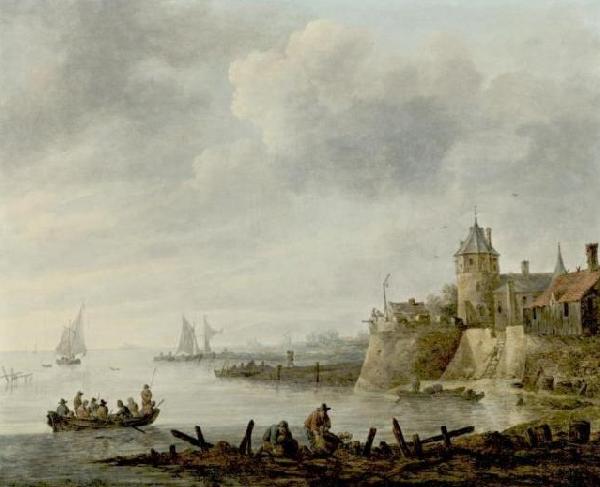Jan van  Goyen River Scene with a Fortified Shore China oil painting art